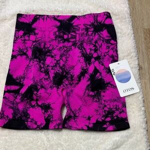 OTOS Women's Pink and Black Tie-Dye Shorts